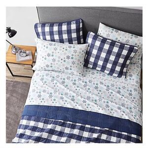 Patterned Flannel Sheet Set Blue Snowflakes- Eddie Bauer